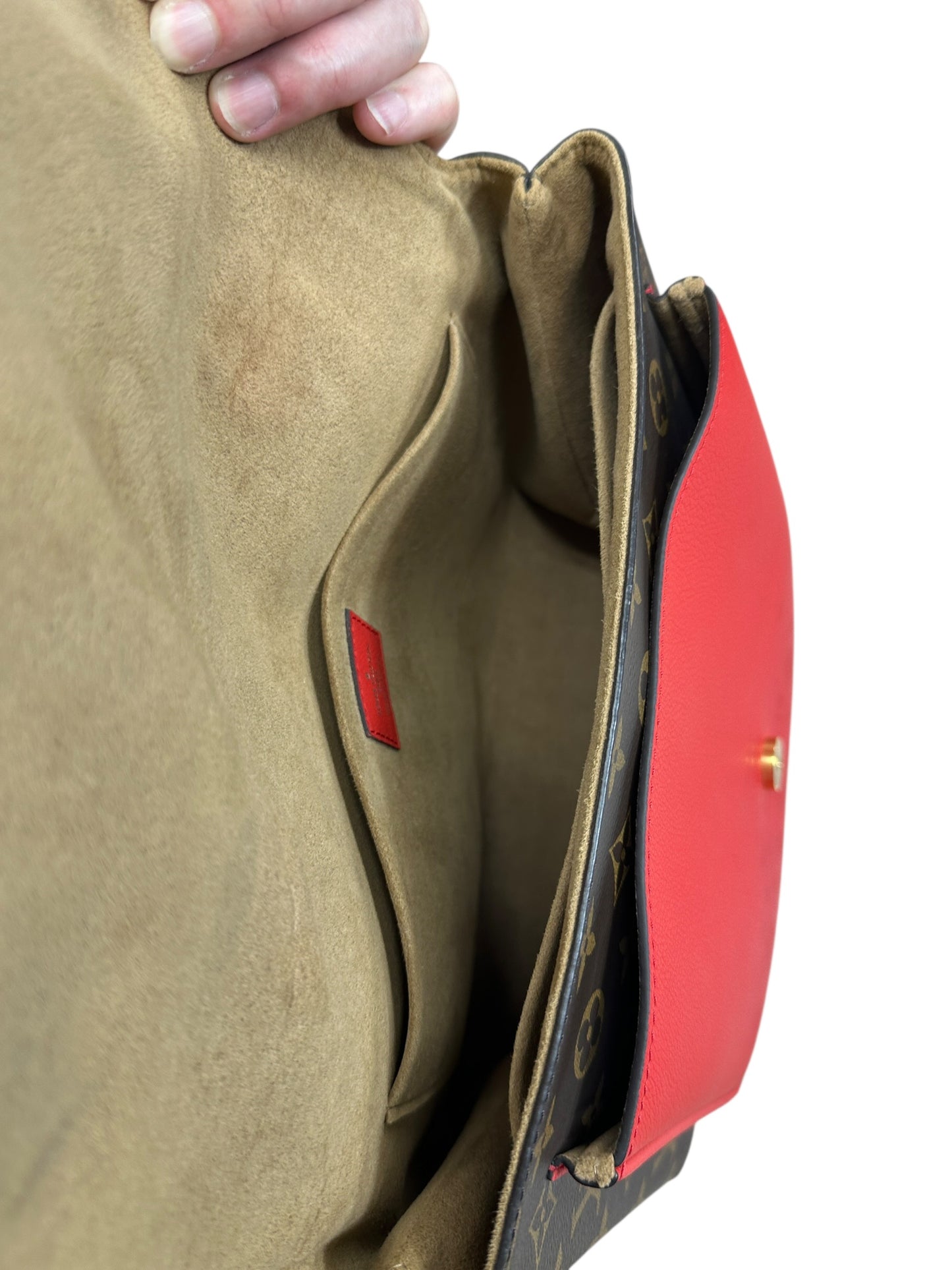 LOUIS VUITTON Monogram Marignan Shoulder Bag Brown/Red Gold Hardware LO2247
