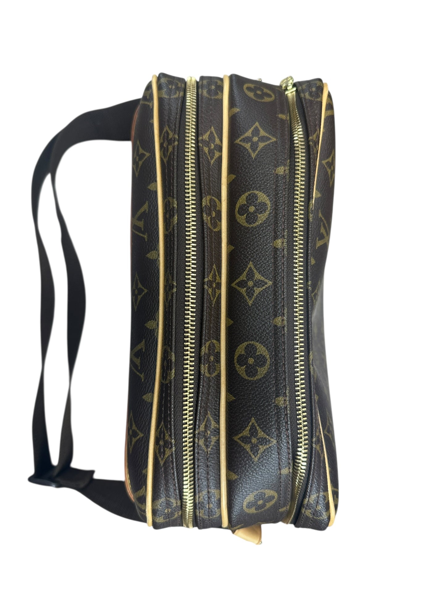 LOUIS VUITTON Monogram Reporter PM Crossbody Bag Brown Gold Hardware LO2249