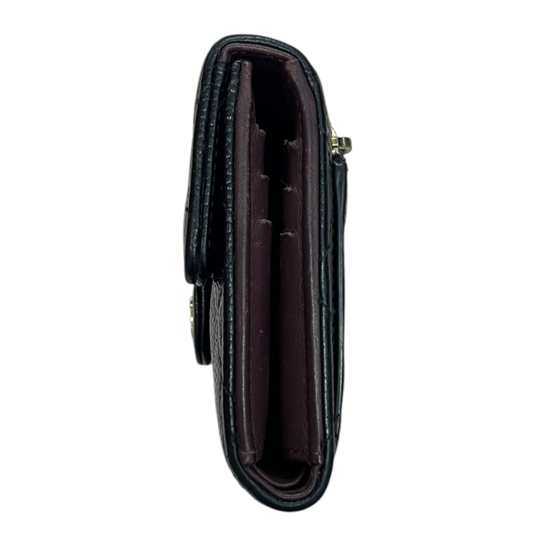 CHANEL Caviar Leather Classic Flap Small Wallet Black/Dark Red Gold Hardware CH2164