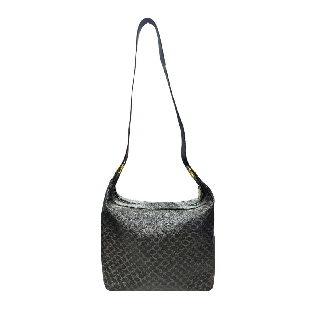 CELINE Triomphe Canvas Triomphe Canvas Shoulder Bag Shoulder Bag Black and Brown Gold Hardware Ce270