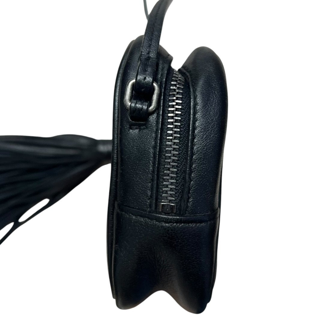 SAINT LAURENT Leather Lou Camera Bag Shoulder Bag Black Silver Hardware YV159
