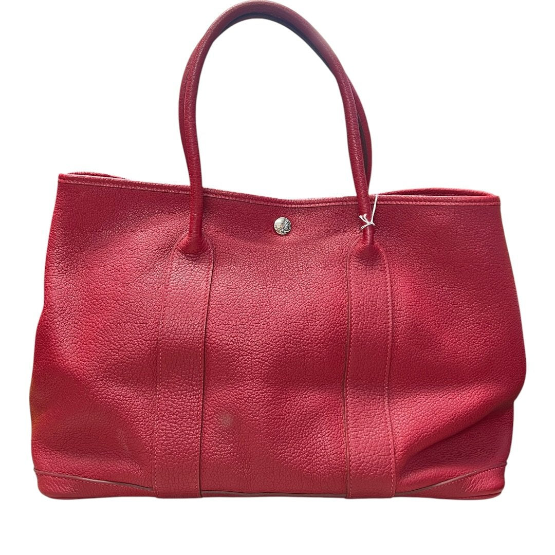 HERMES Negonda Garden Party Tote Red Silver Hardware HE471
