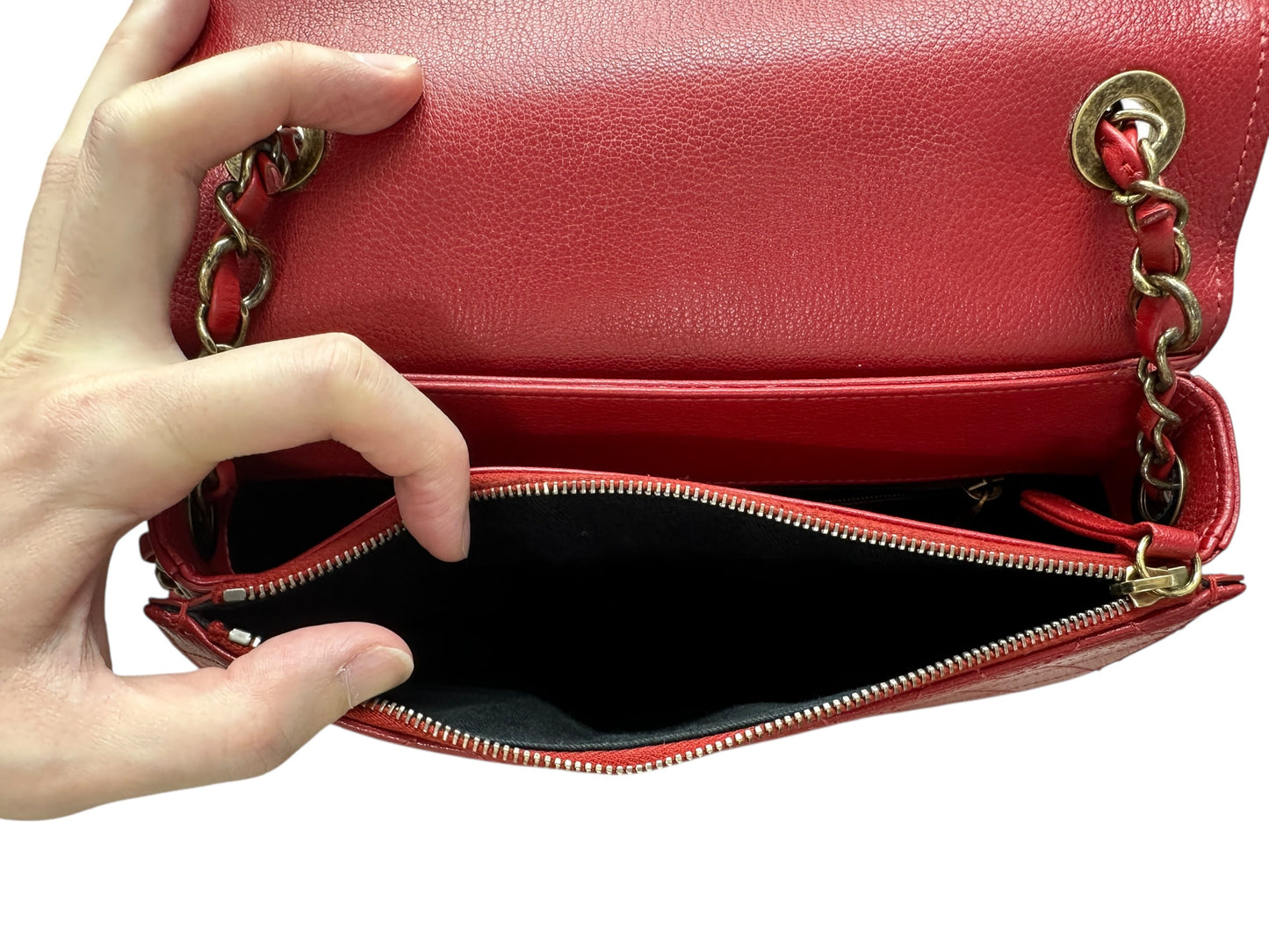 Chanel Top Handle Saddle Messenger Flap Bag Quilted Leather Red CH1781