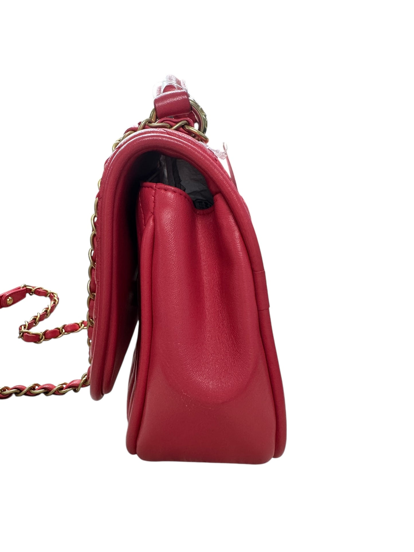 Chanel Chevron Top Handle Flap Bag Leather Pink CH1936
