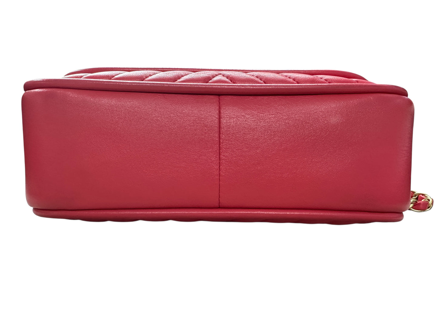Chanel Chevron Top Handle Flap Bag Leather Pink CH1936
