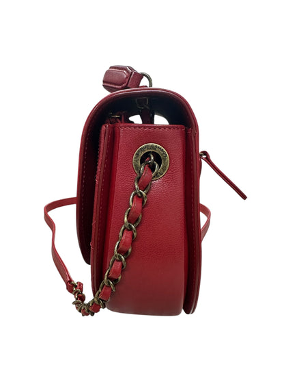 Chanel Top Handle Saddle Messenger Flap Bag Quilted Leather Red CH1781