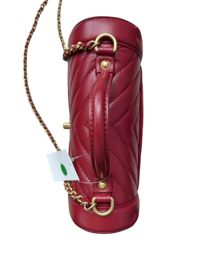 Chanel Chevron Top Handle Flap Bag Leather Red CH1975