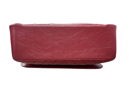 Chanel Chevron Top Handle Flap Bag Leather Red CH1975