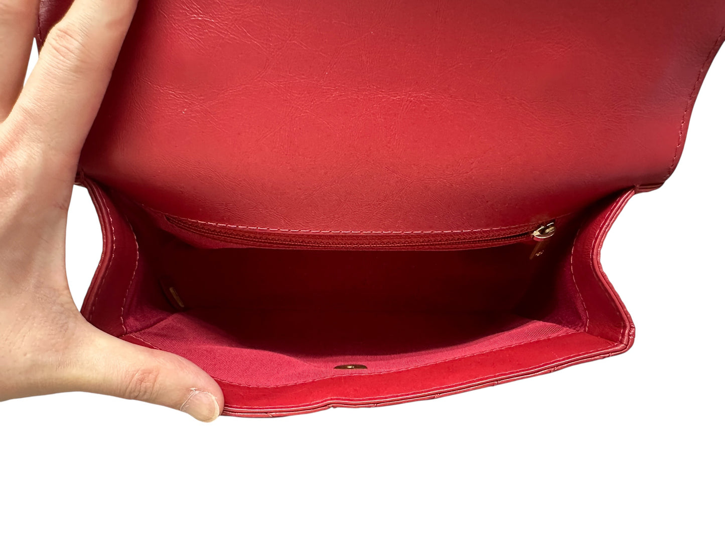 Chanel Chevron Top Handle Flap Bag Leather Red CH1975