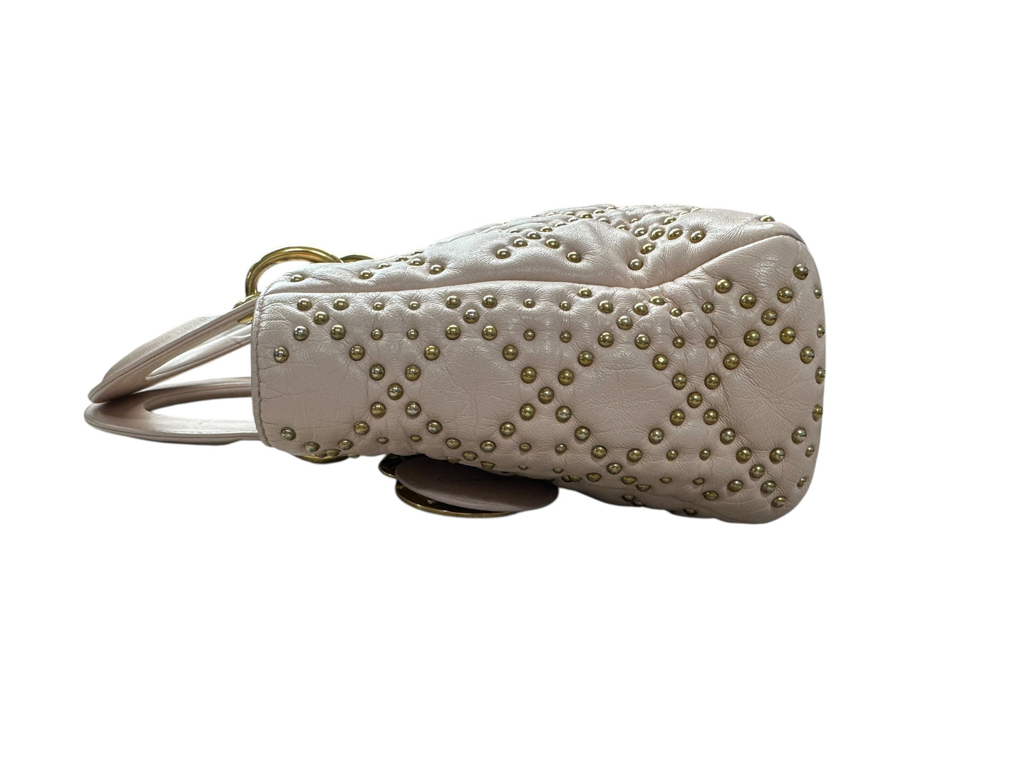 Christian Dior Lady Dior Studded Leather Handbag Pale Pink CH1997