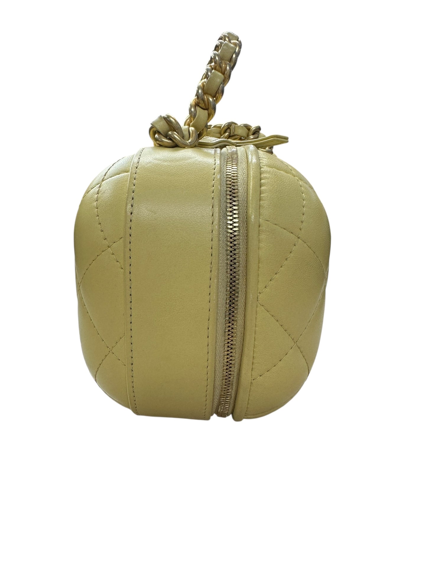 Chanel Small Vanity Case Chunky Chain Handle Quilted Lambskin Pale CH2000