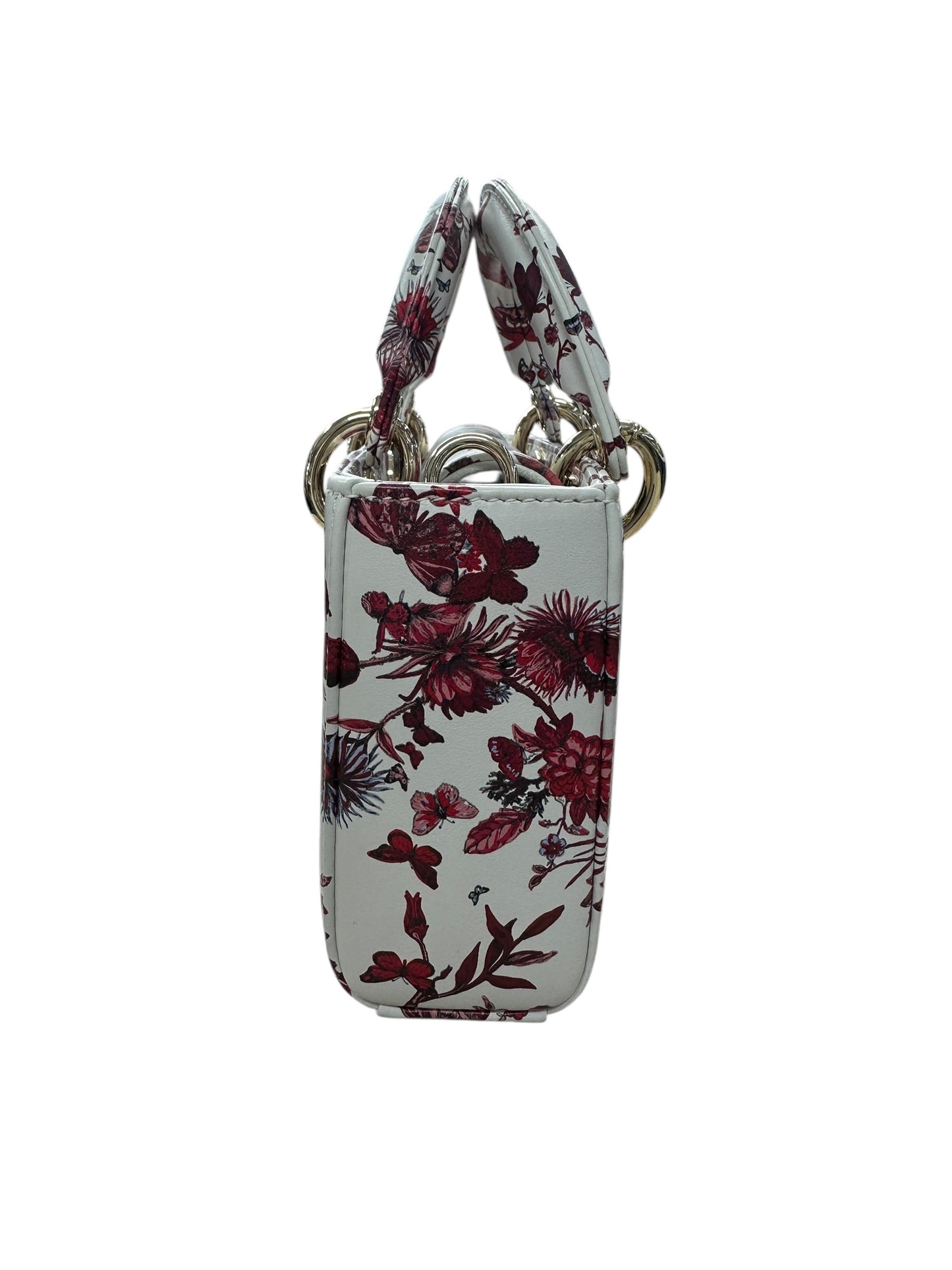 Christian Dior Lady D-Joy Leather Handbag Floral Butterfly Print Ch2004