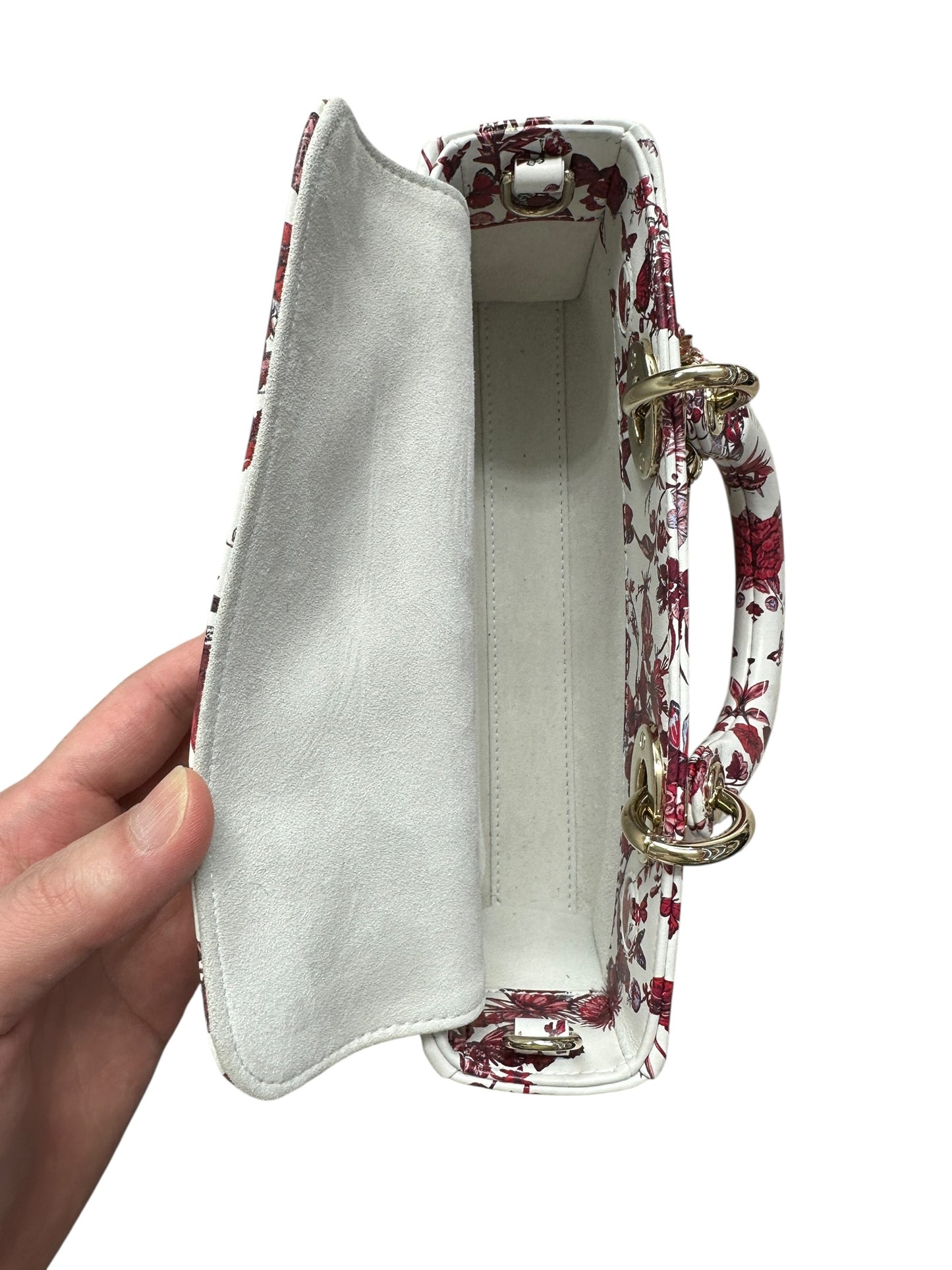 Christian Dior Lady D-Joy Leather Handbag Floral Butterfly Print Ch2004
