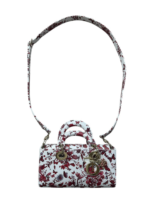 Christian Dior Lady D-Joy Leather Handbag Floral Butterfly Print Ch2004