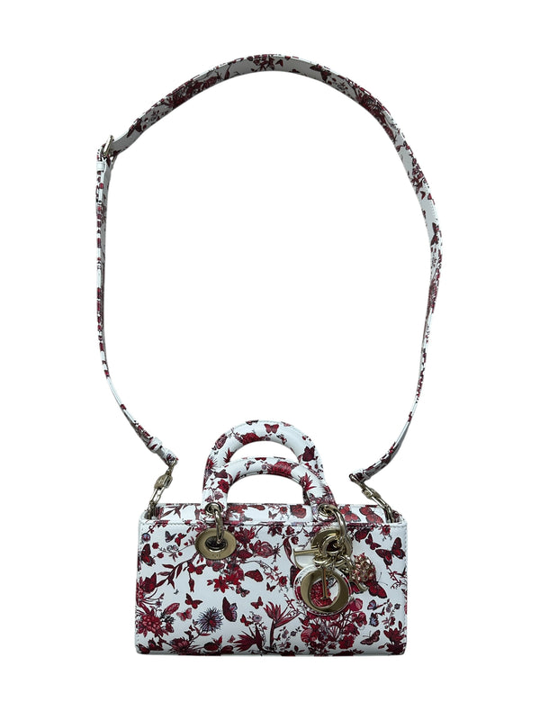 Christian Dior Lady D-Joy Leather Handbag Floral Butterfly Print Ch2004
