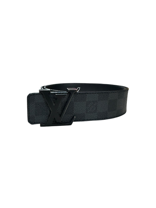 LOUIS VUITTON Damier Graphite Initiales Belt, Black with Black Hardware, LO2057