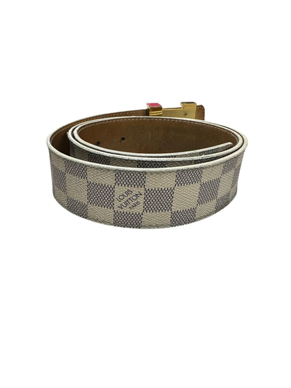 LOUIS VUITTON Damier Azur Initiales Belt Azur Gold Hardware LO2073