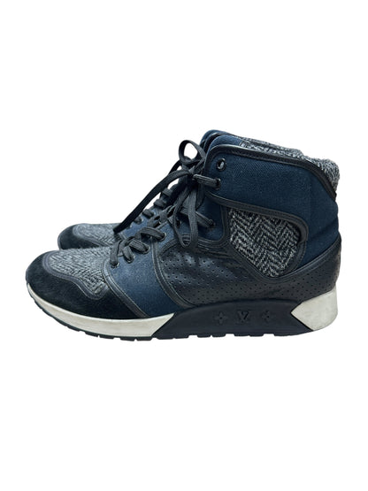 LOUIS VUITTON Mixed Materials Run Away Sneakers Navy Blue Silver Hardware LO1602