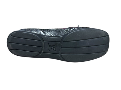 LOUIS VUITTON Monogram Denim LV Trainer Sneaker Black Silver Hardware LO2012