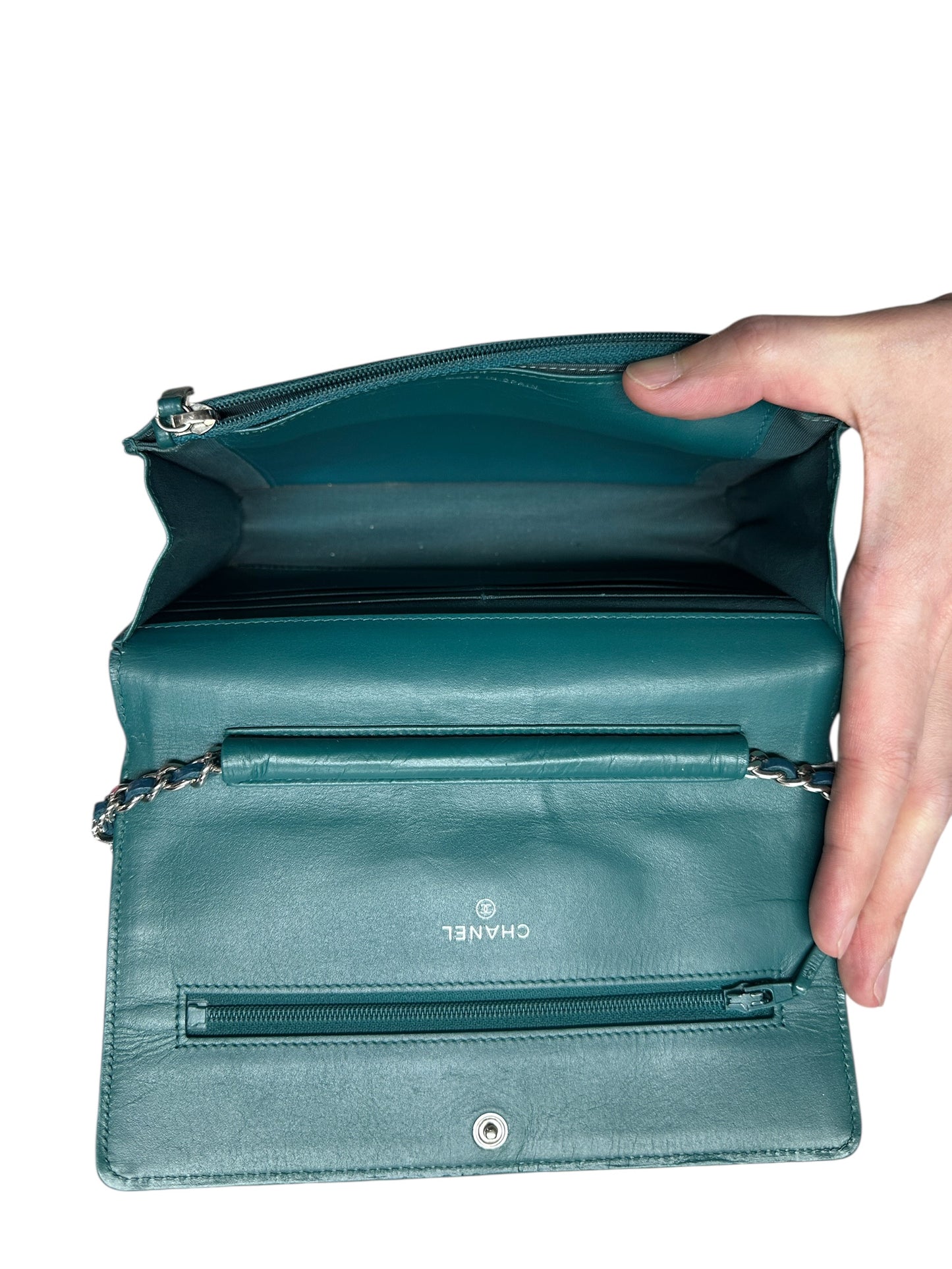 Chanel Timeless CC Caviar Leather Wallet on Chain WOC Teal CH2099