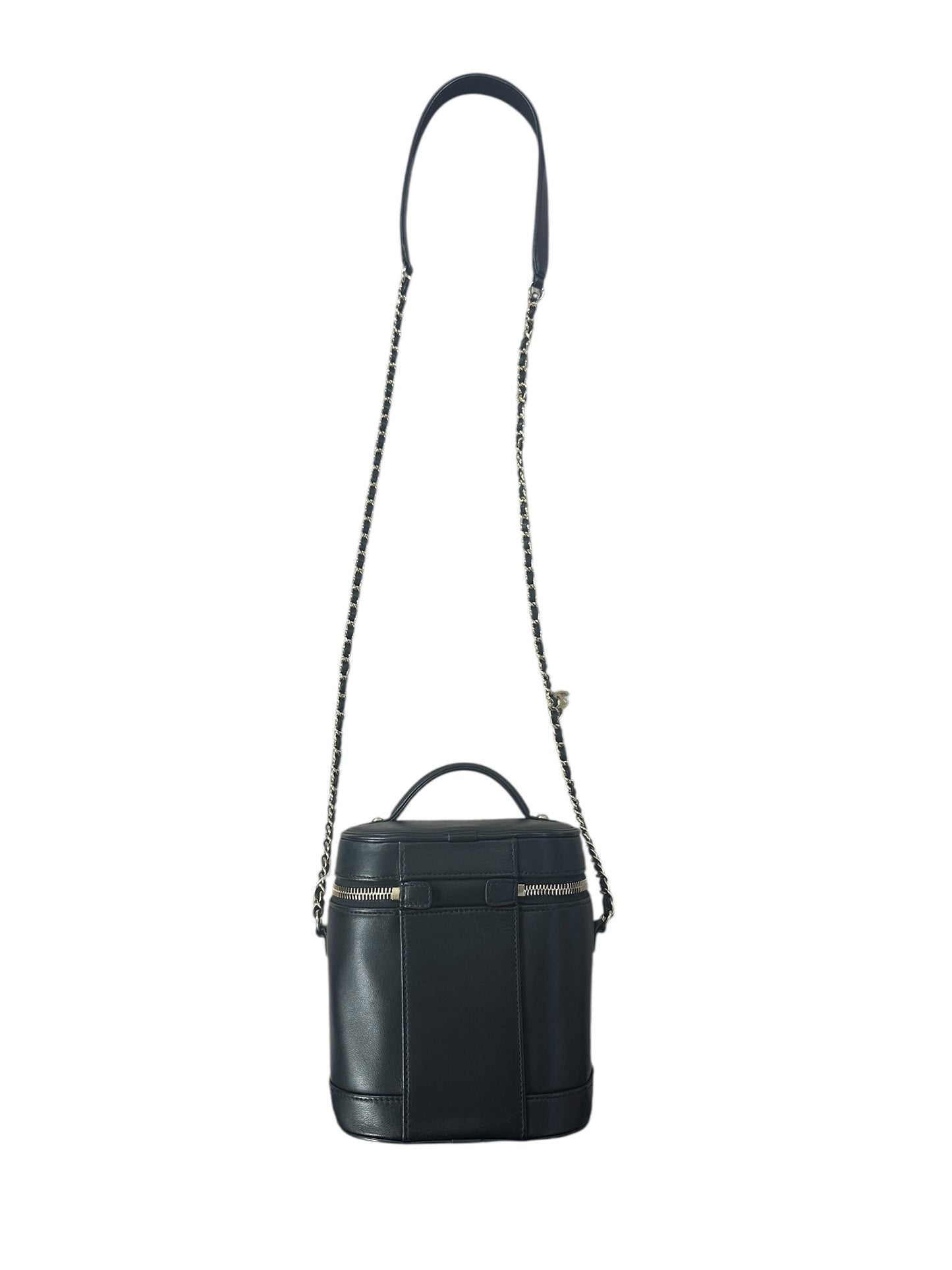 Chanel Filigree Vanity Case Leather Bag Black Gold Hardware CH2097