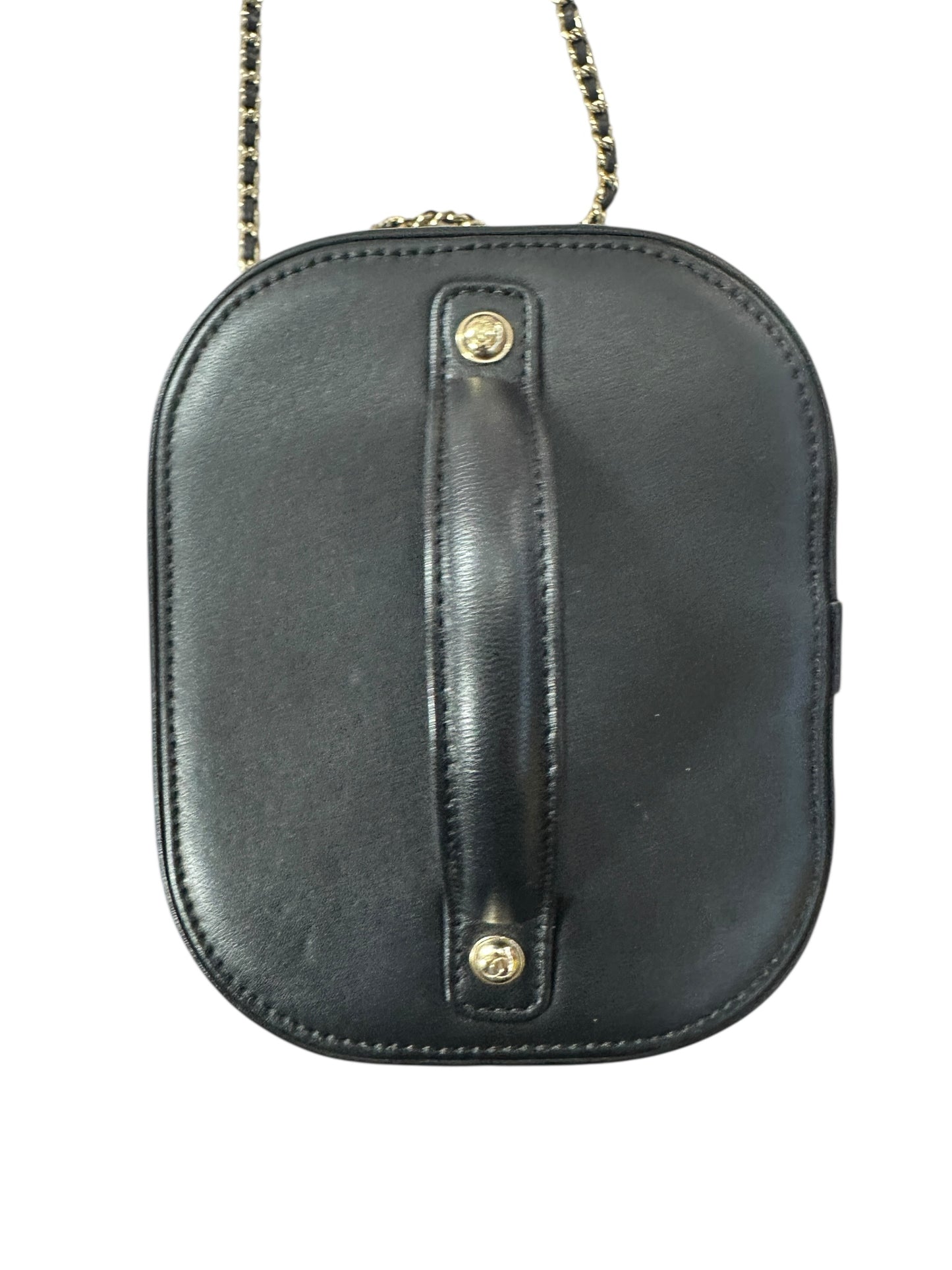 Chanel Filigree Vanity Case Leather Bag Black Gold Hardware CH2097