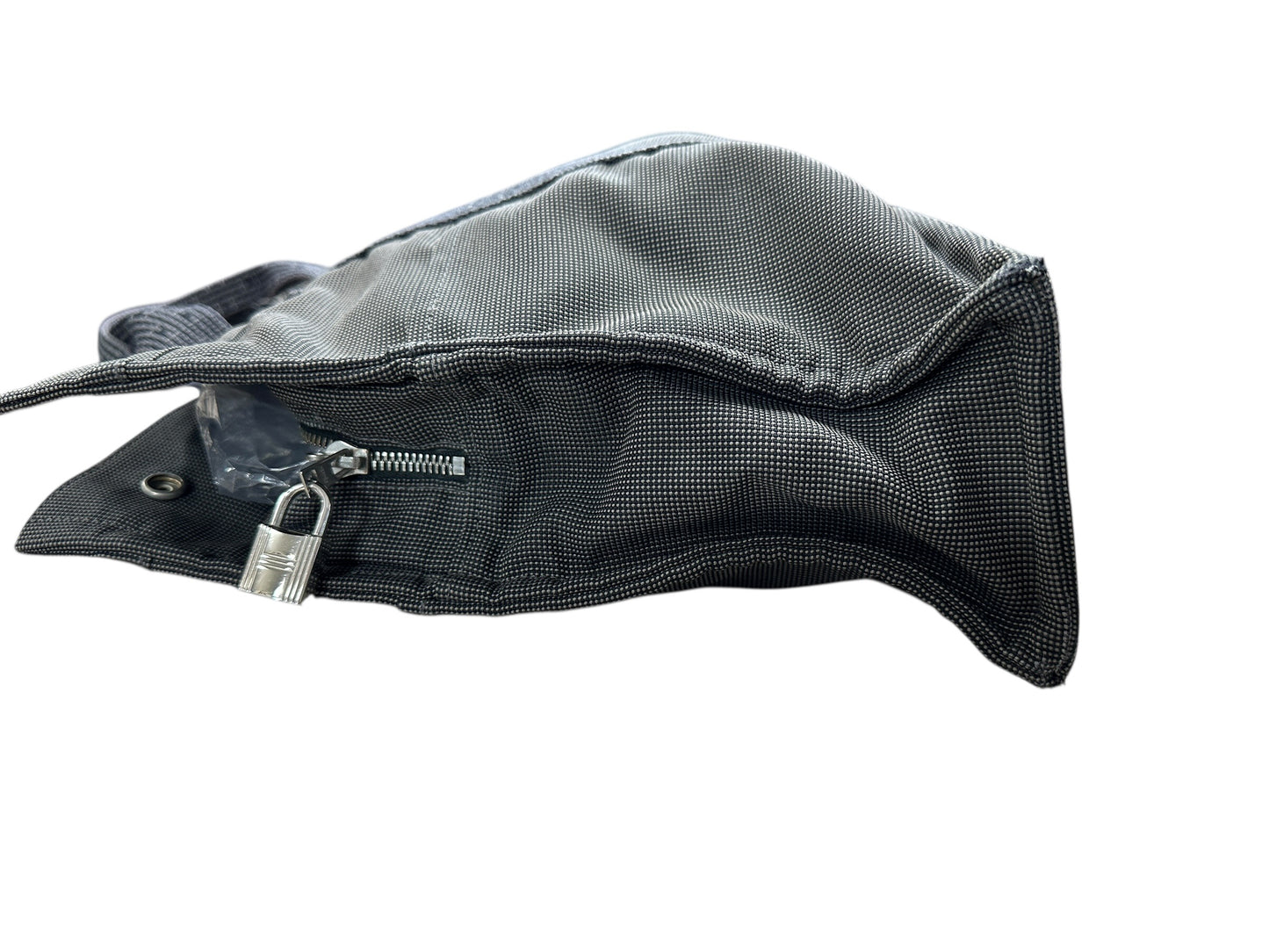 HERMES Herline MM Tote Bag Gray Canvas Silver Hardware HE389