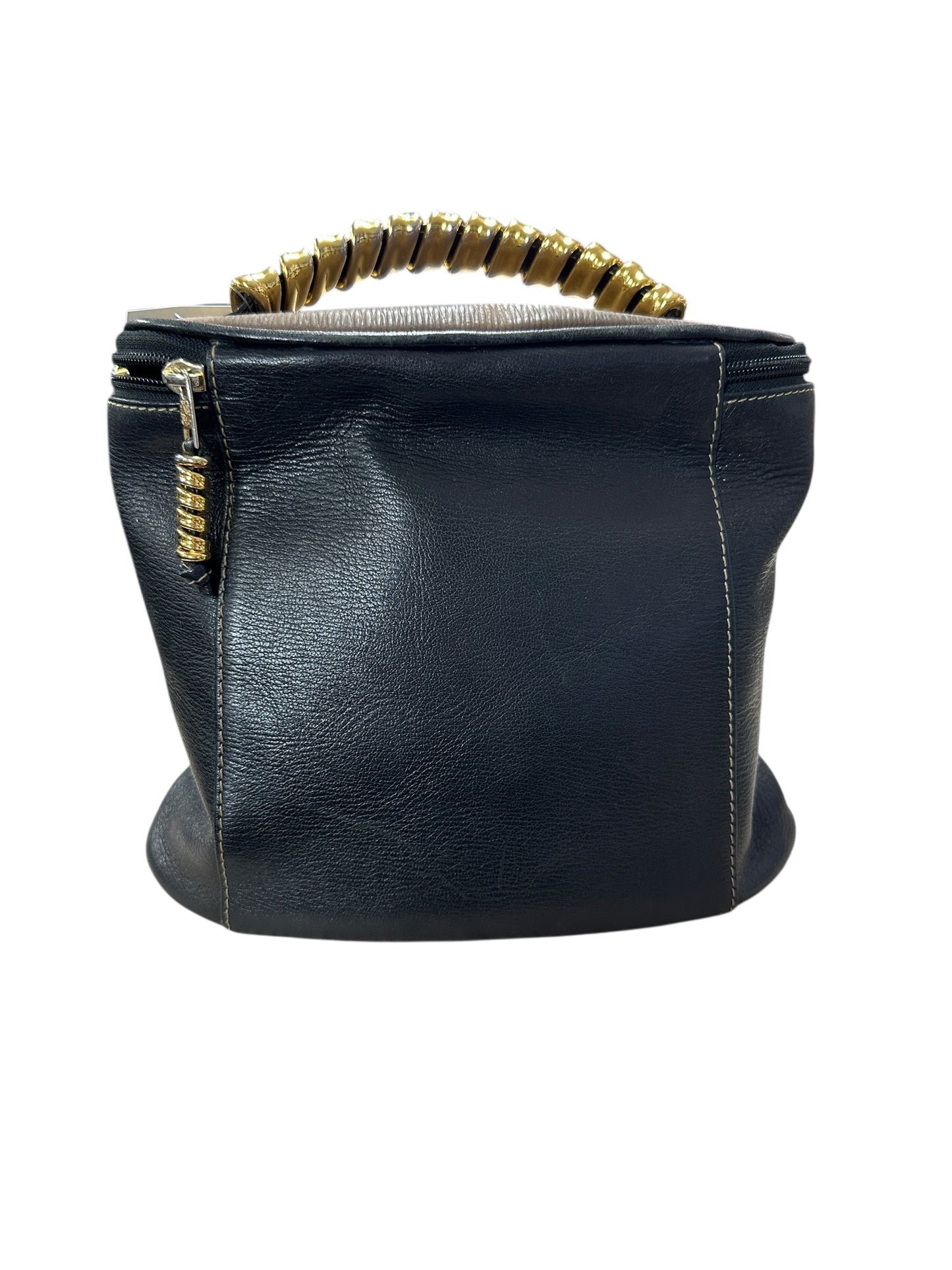 LOEWE Soft Grained Leather Puzzle Handbag Black Gold Hardware LO2094