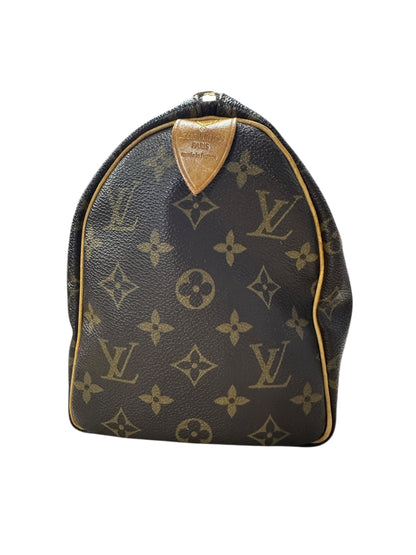 LOUIS VUITTON Monogram Speedy Handbag Brown Gold Hardware LO2122