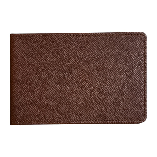 LOUIS VUITTON Taiga Leather ID Pass Case Brown LO2200