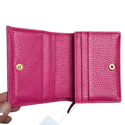 GUCCI Leather GG Marmont Card Case Wallet Pink Gold Hardware Gu564