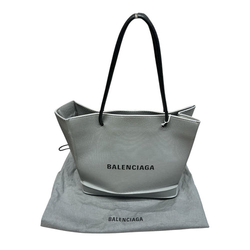 BALENCIAGA Canvas Everyday Tote Bag Gray Silver Hardware Ba40