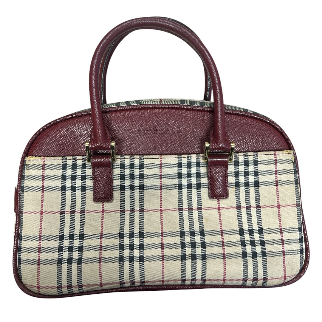 BURBERRY Nova Check Handbag Beige/Bordeaux Gold Hardware BU1220