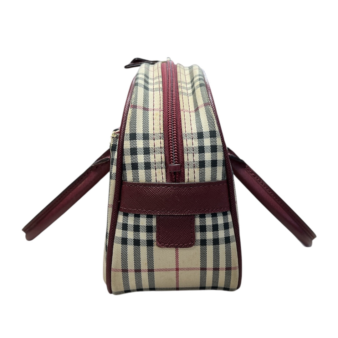 BURBERRY Nova Check Handbag Beige/Bordeaux Gold Hardware BU1220