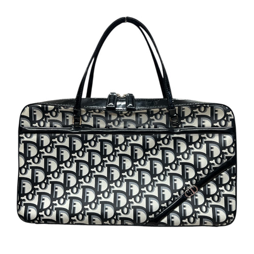 CHRISTIAN DIOR Trotter Boston Bag Black/White Silver Hardware Ch2103