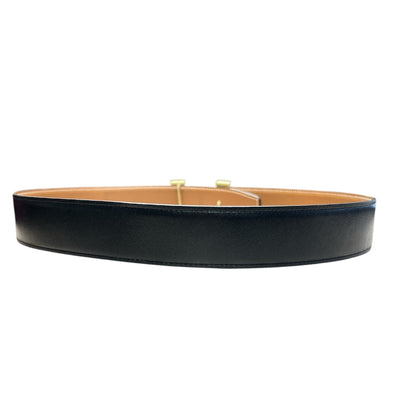 HERMES Leather H Constance Reversible Belt Black/Brown Gold Hardware HE441