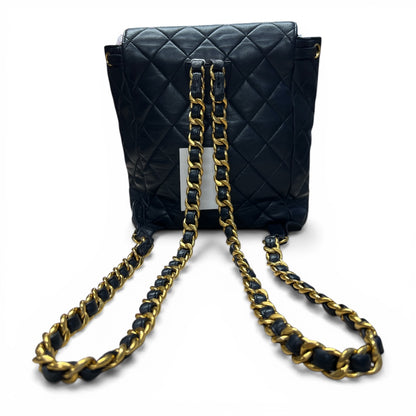CHANEL Lambskin Quilted Duma Backpack Black Gold Hardware CH2114