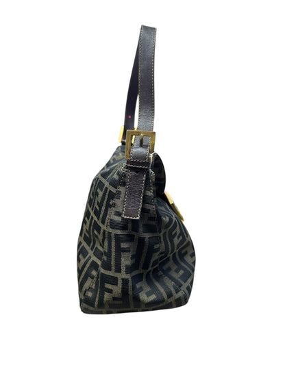 FENDI Zucca Shoulder Bag Brown/Black Gold Hardware FE364