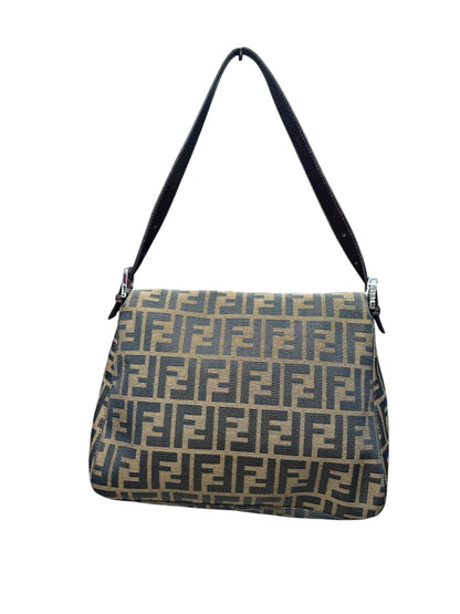 FENDI Zucca Mama Baguette Shoulder Bag Brown Silver Hardware FE367