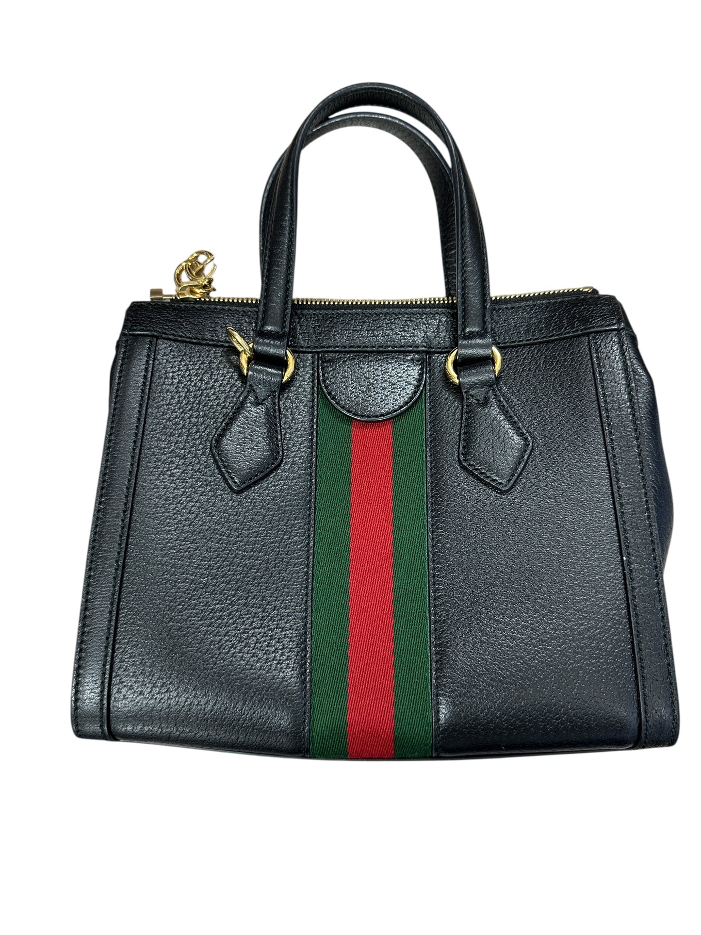 GUCCI Leather Ophidia Small Tote Bag Black Gold Hardware GU569