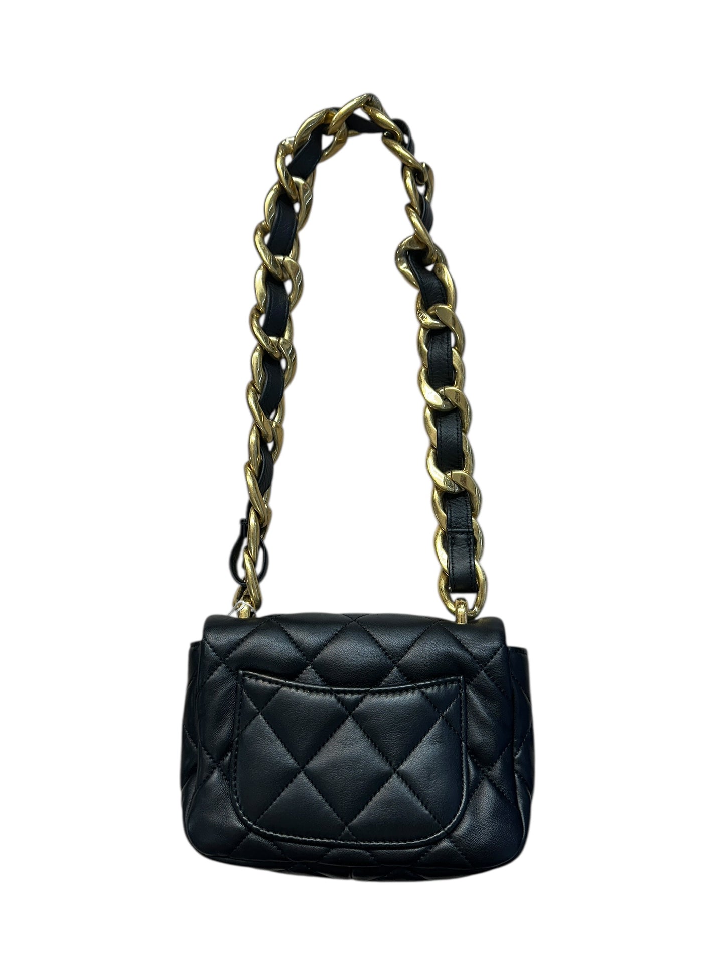 CHANEL Lambskin Quilted Mini Flap Bag Black Gold Hardware CH2122