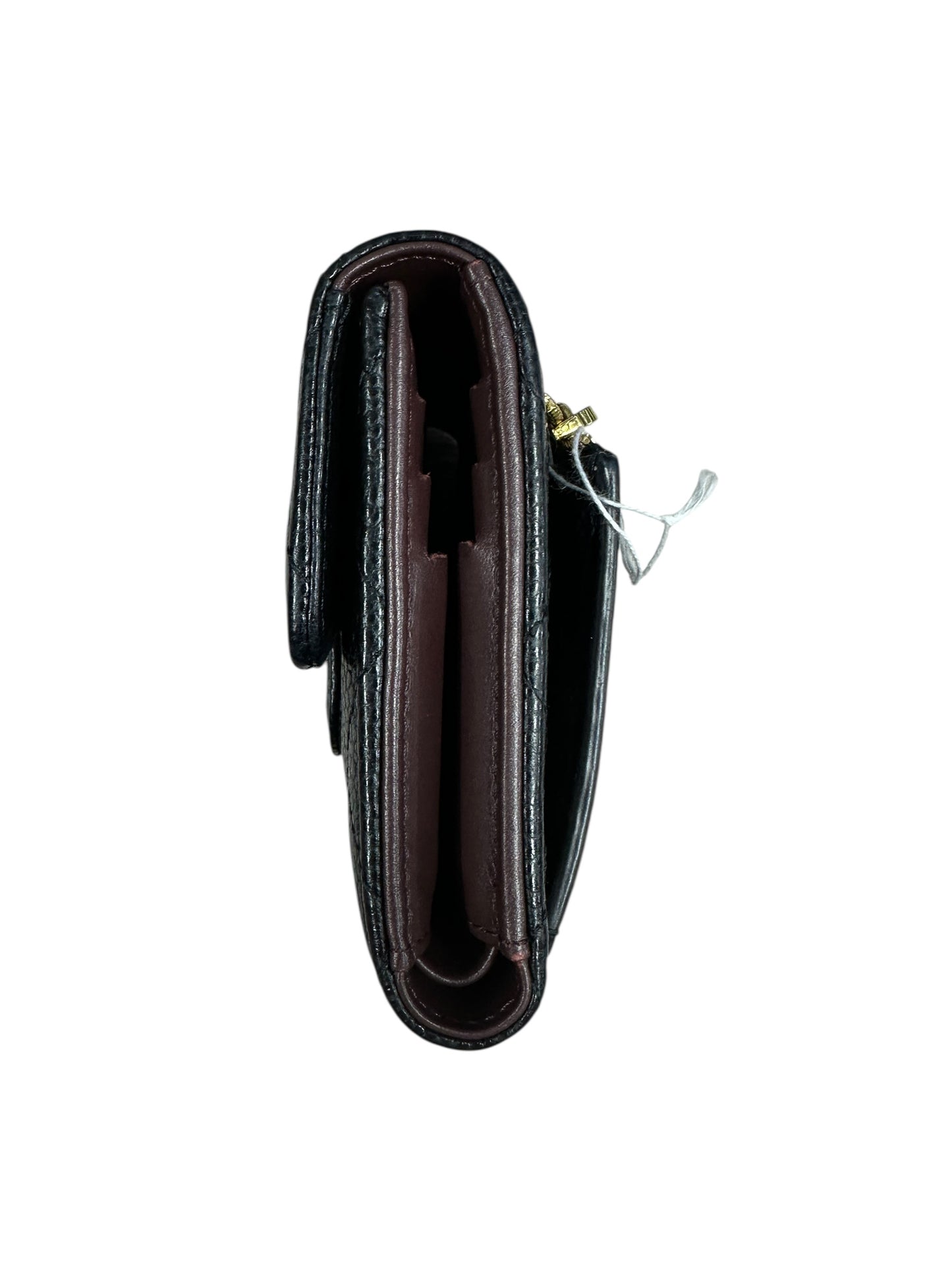CHANEL Caviar Quilted Compact Wallet Black Gold Hardware CH2125