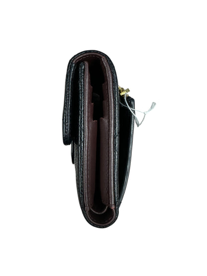 CHANEL Caviar Quilted Compact Wallet Black Gold Hardware CH2125