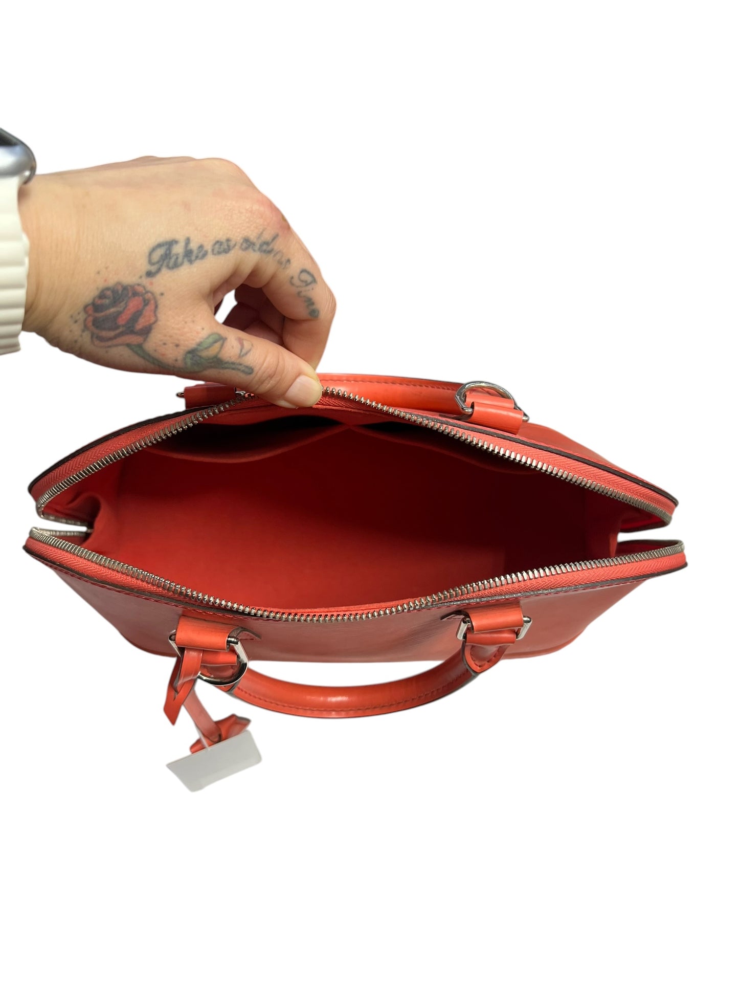 LOUIS VUITTON Epi Leather Alma PM Handbag Orange Silver Hardware LO2288