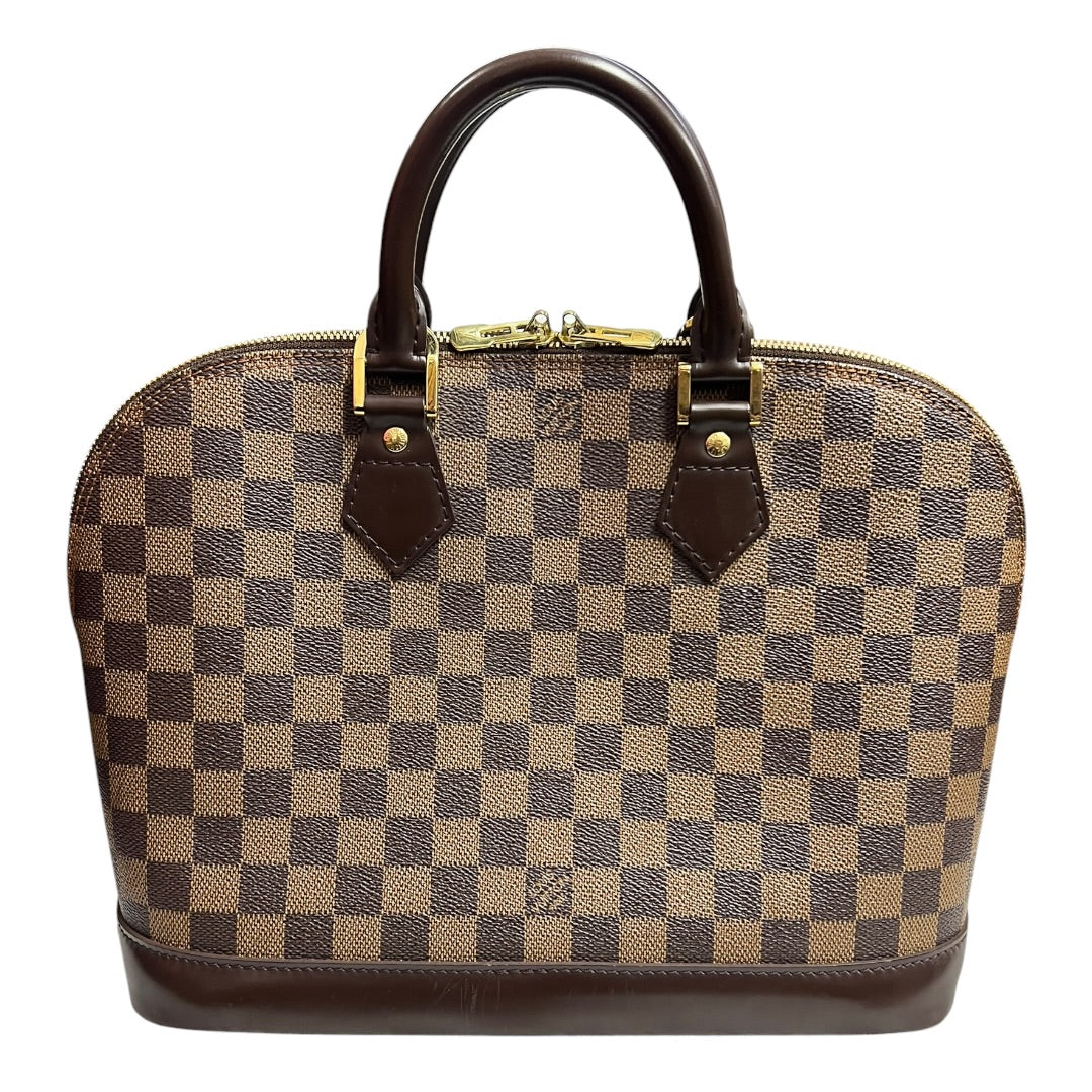 LOUIS VUITTON Damier Ebene Alma PM Handbag Brown Gold Hardware LO2264