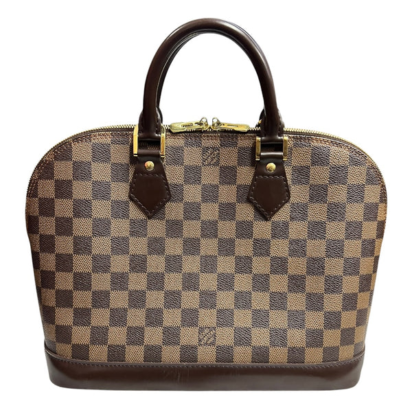 LOUIS VUITTON Damier Ebene Alma PM Handbag Brown Gold Hardware LO2264