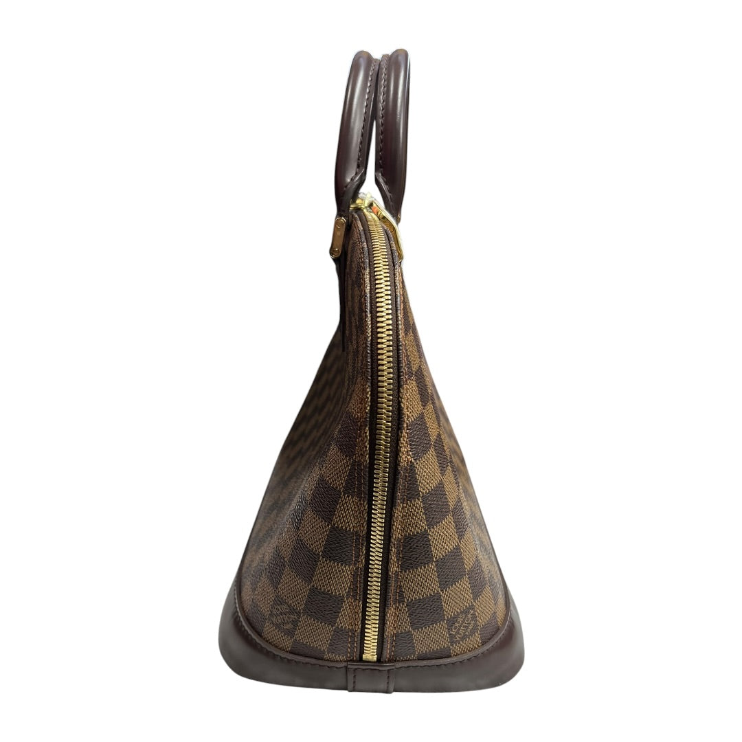 LOUIS VUITTON Damier Ebene Alma PM Handbag Brown Gold Hardware LO2264