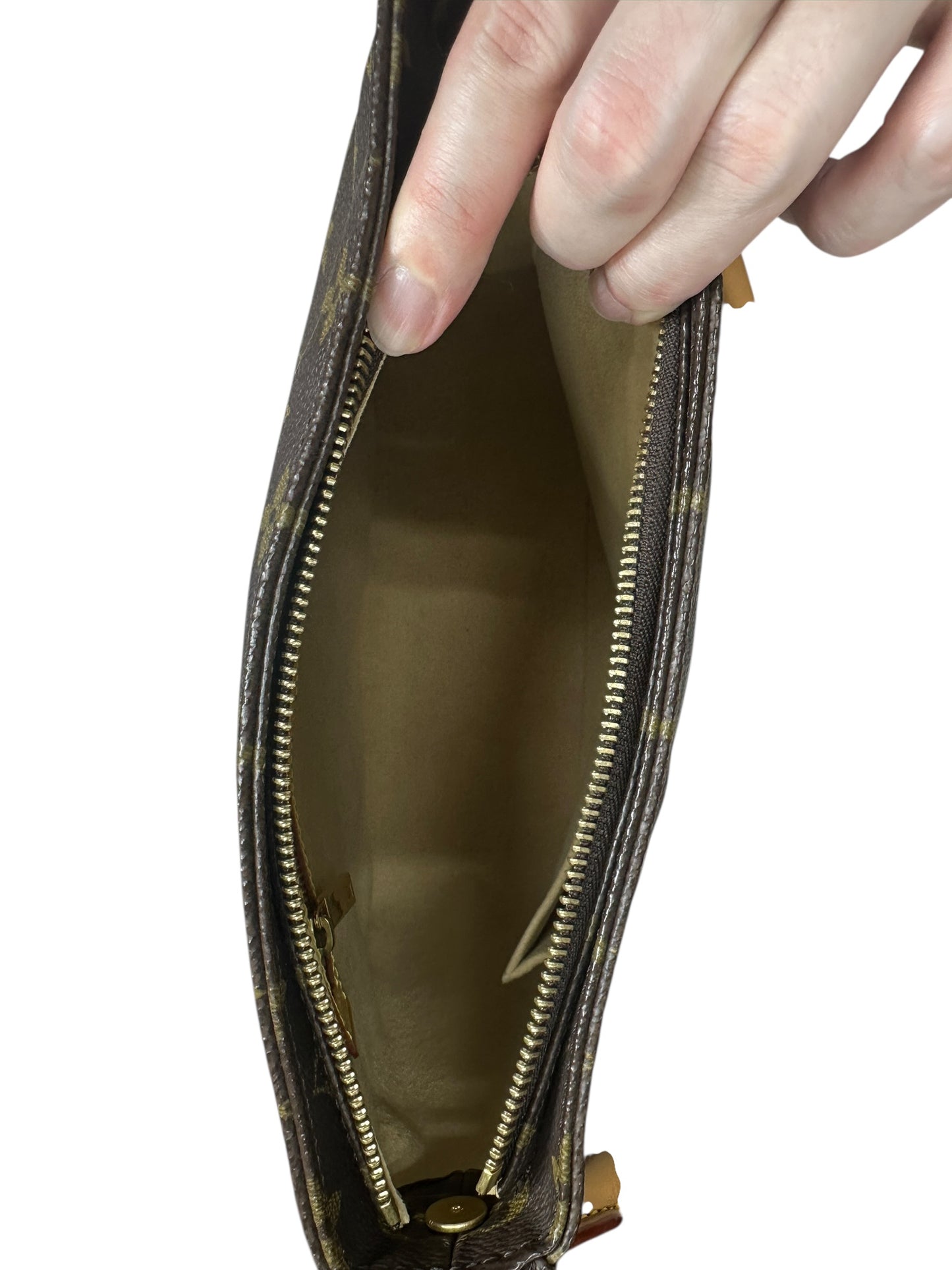 LOUIS VUITTON Monogram Pochette Accessoires Pouch Brown Gold Hardware LO2260