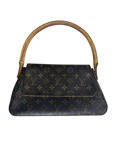 LOUIS VUITTON Monogram Mini Looping Shoulder Bag Brown Gold Hardware LO2276