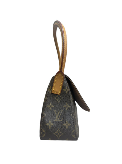 LOUIS VUITTON Monogram Mini Looping Shoulder Bag Brown Gold Hardware LO2299